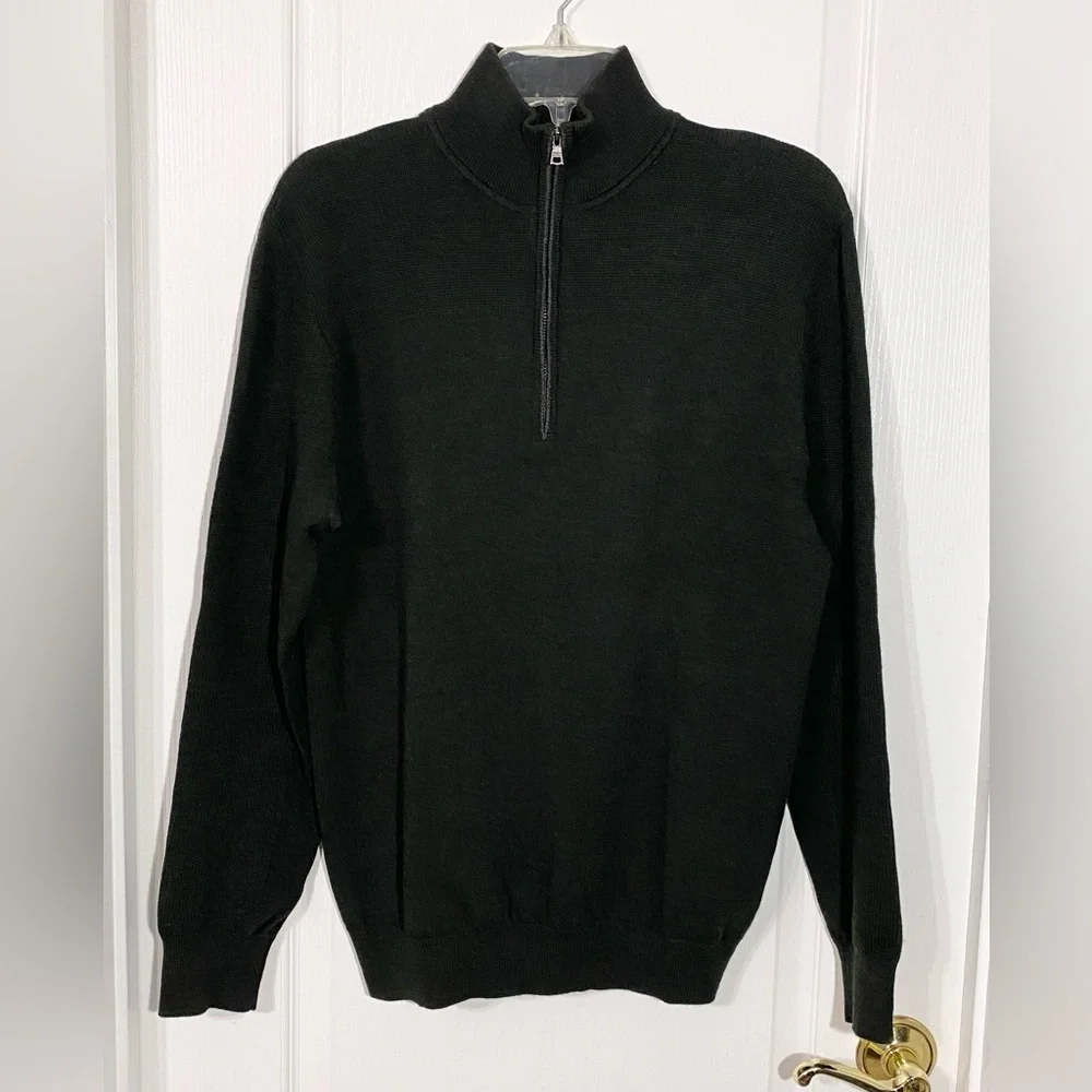 Banana Republic Merino Wool 1/4 Zip Sweater Dark Green Men’s Medium